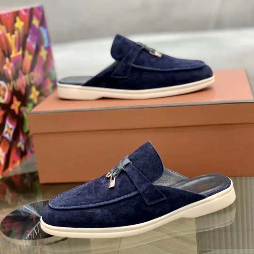 Loro Piana Unisex Babouche Charms Walk Loafers-Navy - image 6