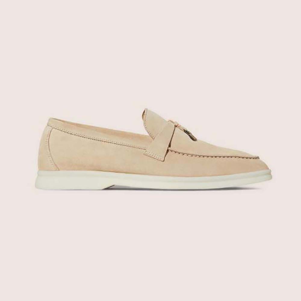 Side view of Loro Piana Unisex Summer Charms Walk Loafers-Beige