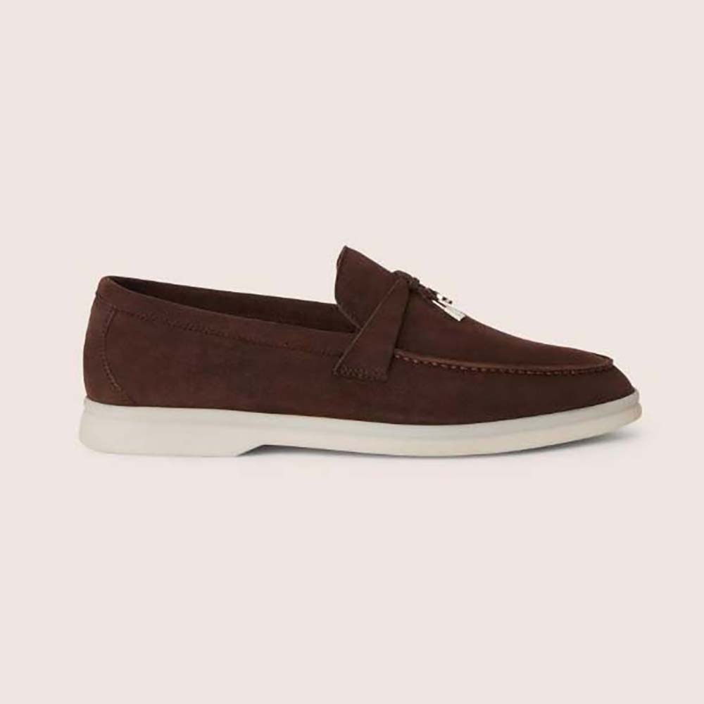 Side view of Loro Piana Unisex Summer Charms Walk Loafers-Brown showing silhouette