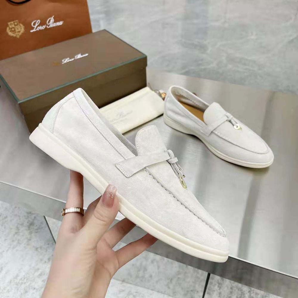 Loro Piana Unisex Summer Charms Walk Loafers-White - image 6