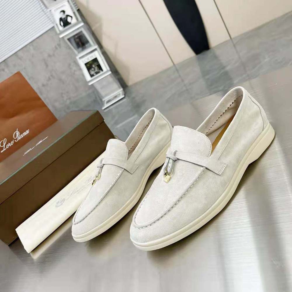 Loro Piana Unisex Summer Charms Walk Loafers-White - image 4
