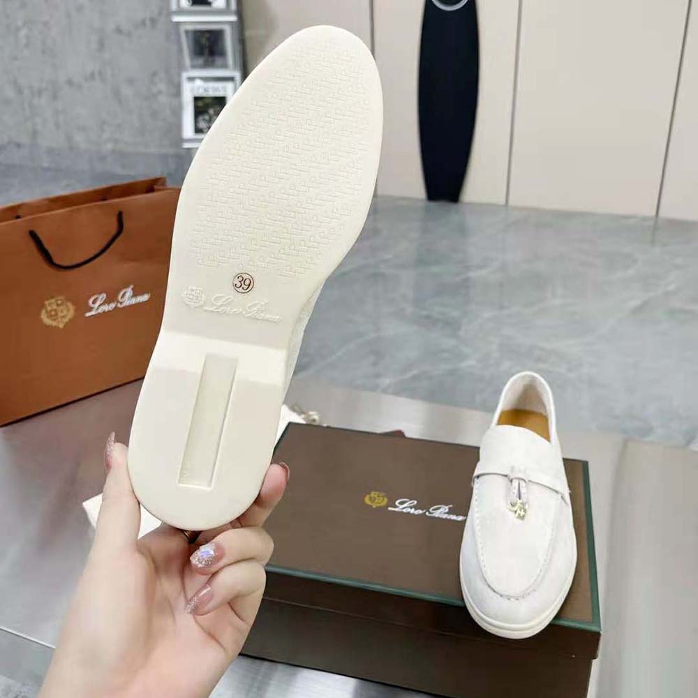 Loro Piana Unisex Summer Charms Walk Loafers-White - image 9