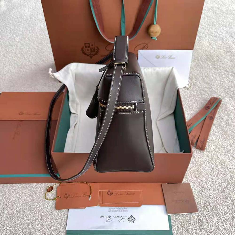 Loro Piana Women Extra Bag in Calfskin Leather-Chocolate - image 9