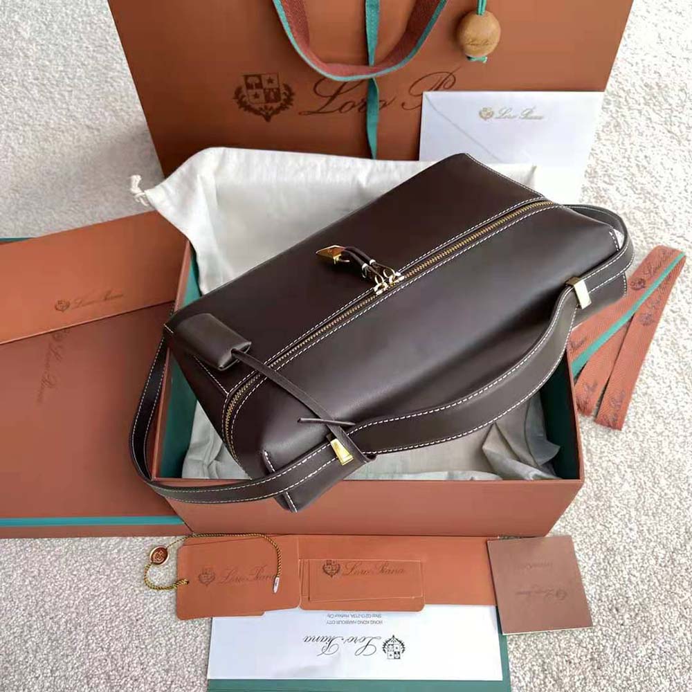 Loro Piana Women Extra Bag in Calfskin Leather-Chocolate - image 7