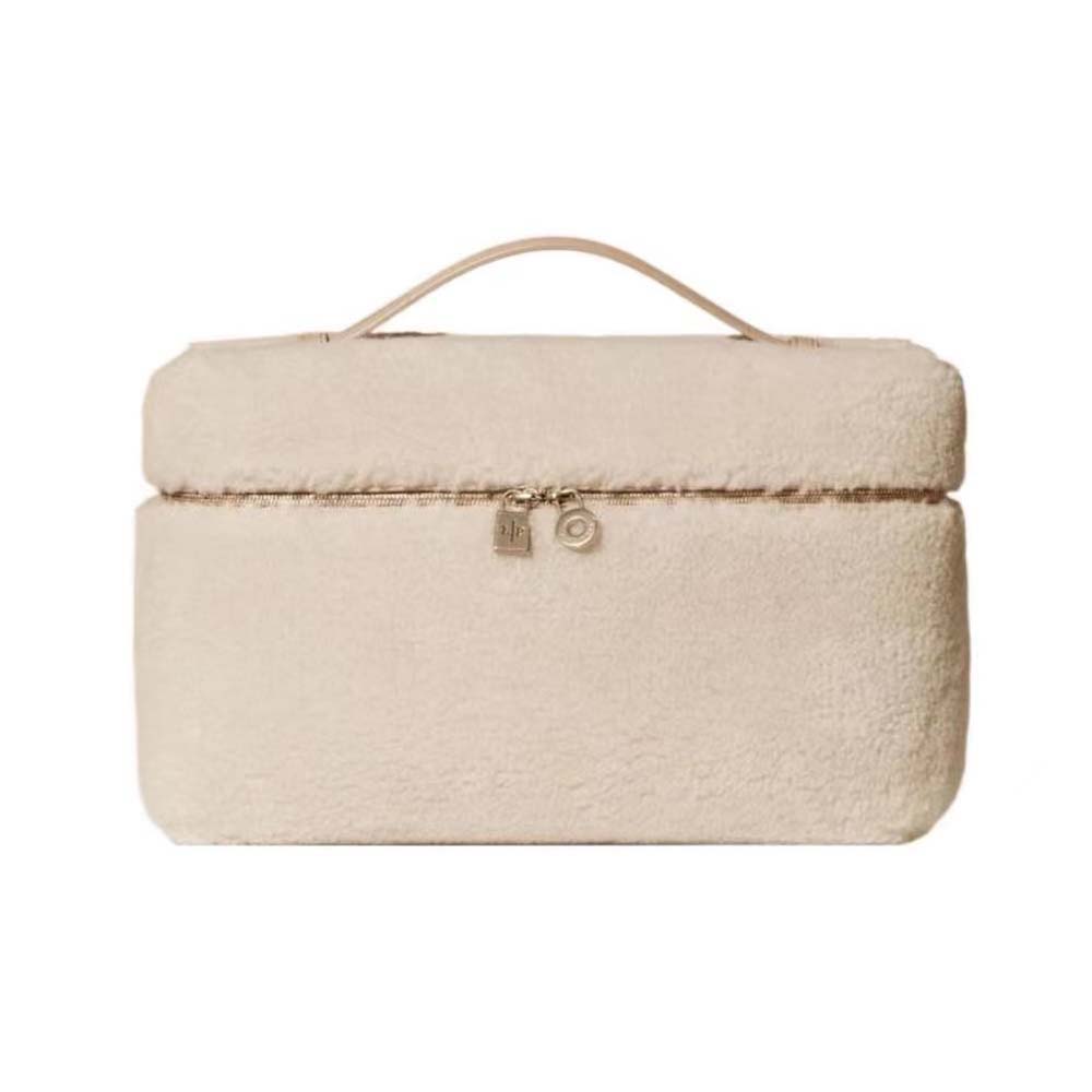 Front view of Loro Piana Women Extra Pocket Pouch L19 white sheepskin leather