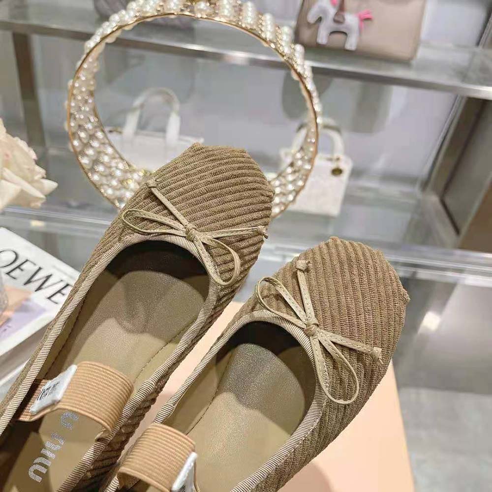 Miu Miu Women Corduroy Ballerinas with Knit Logo - image 9