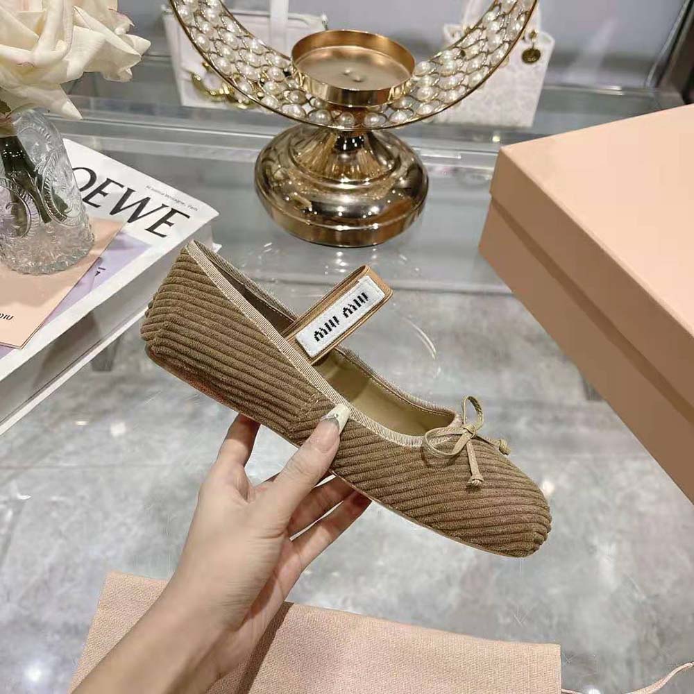Miu Miu Women Corduroy Ballerinas with Knit Logo - image 7