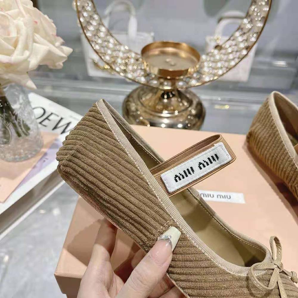 Miu Miu Women Corduroy Ballerinas with Knit Logo - image 8
