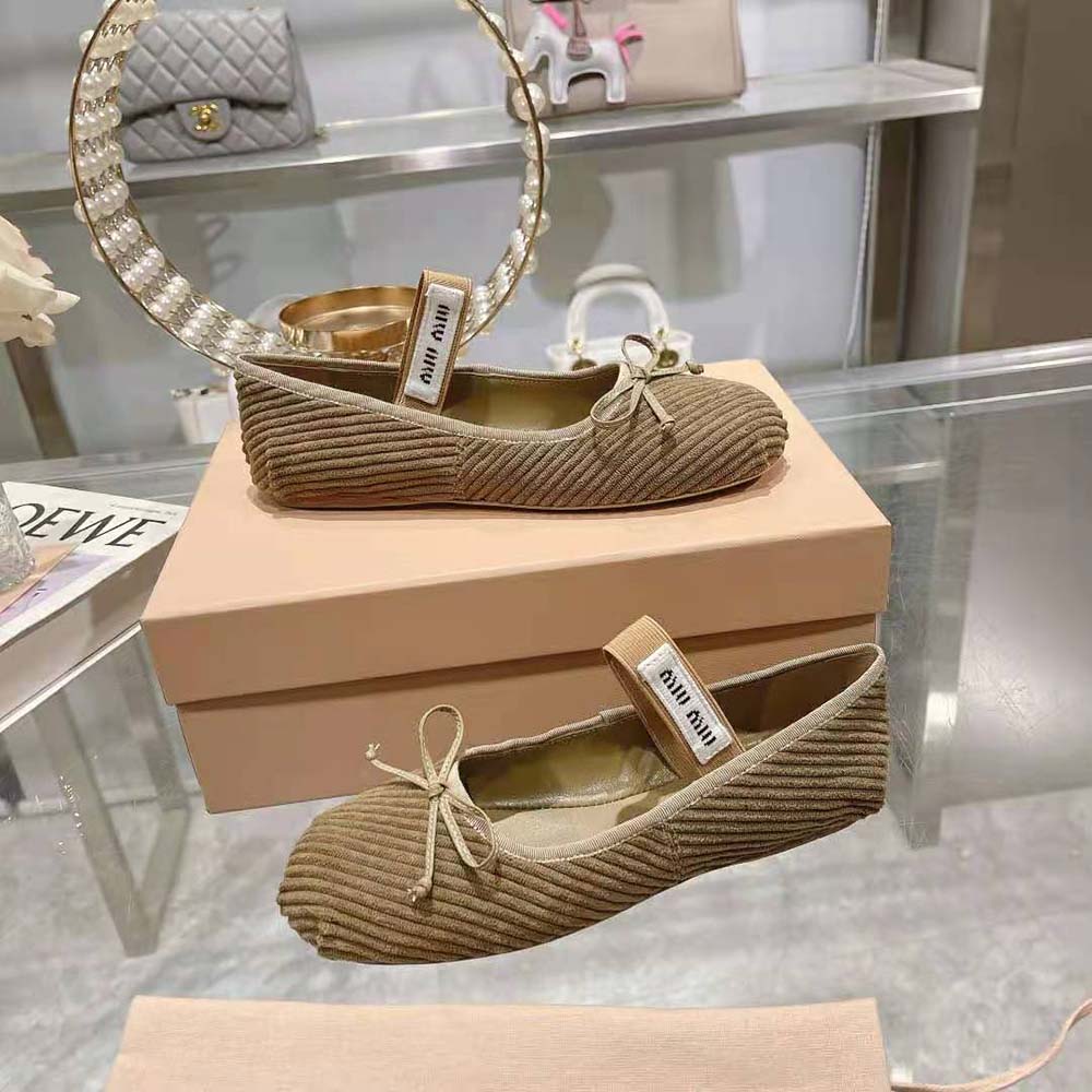 Miu Miu Women Corduroy Ballerinas with Knit Logo - image 5