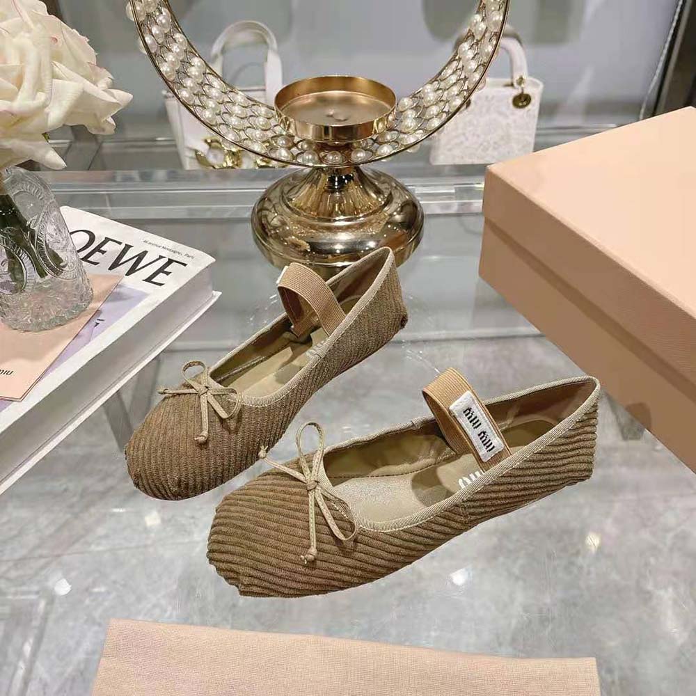 Miu Miu Women Corduroy Ballerinas with Knit Logo - image 4