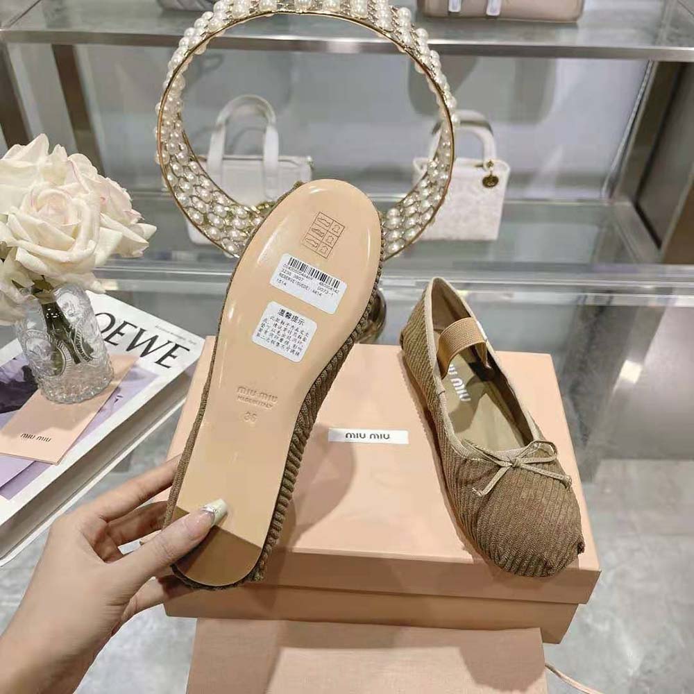 Miu Miu Women Corduroy Ballerinas with Knit Logo - image 10