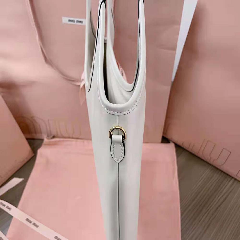Miu Miu Women IVY Leather Bag with Leather Lettering Logo-White - image 6