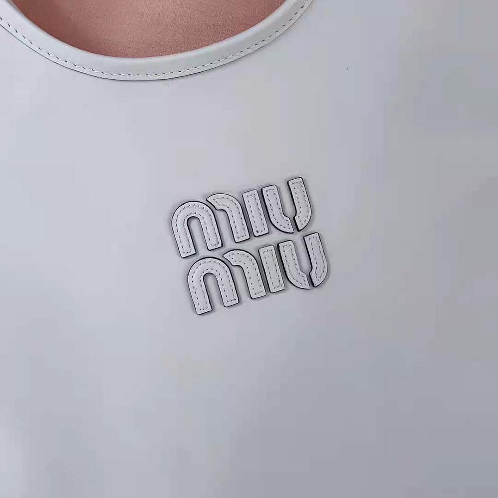 Miu Miu Women IVY Leather Bag with Leather Lettering Logo-White - image 8