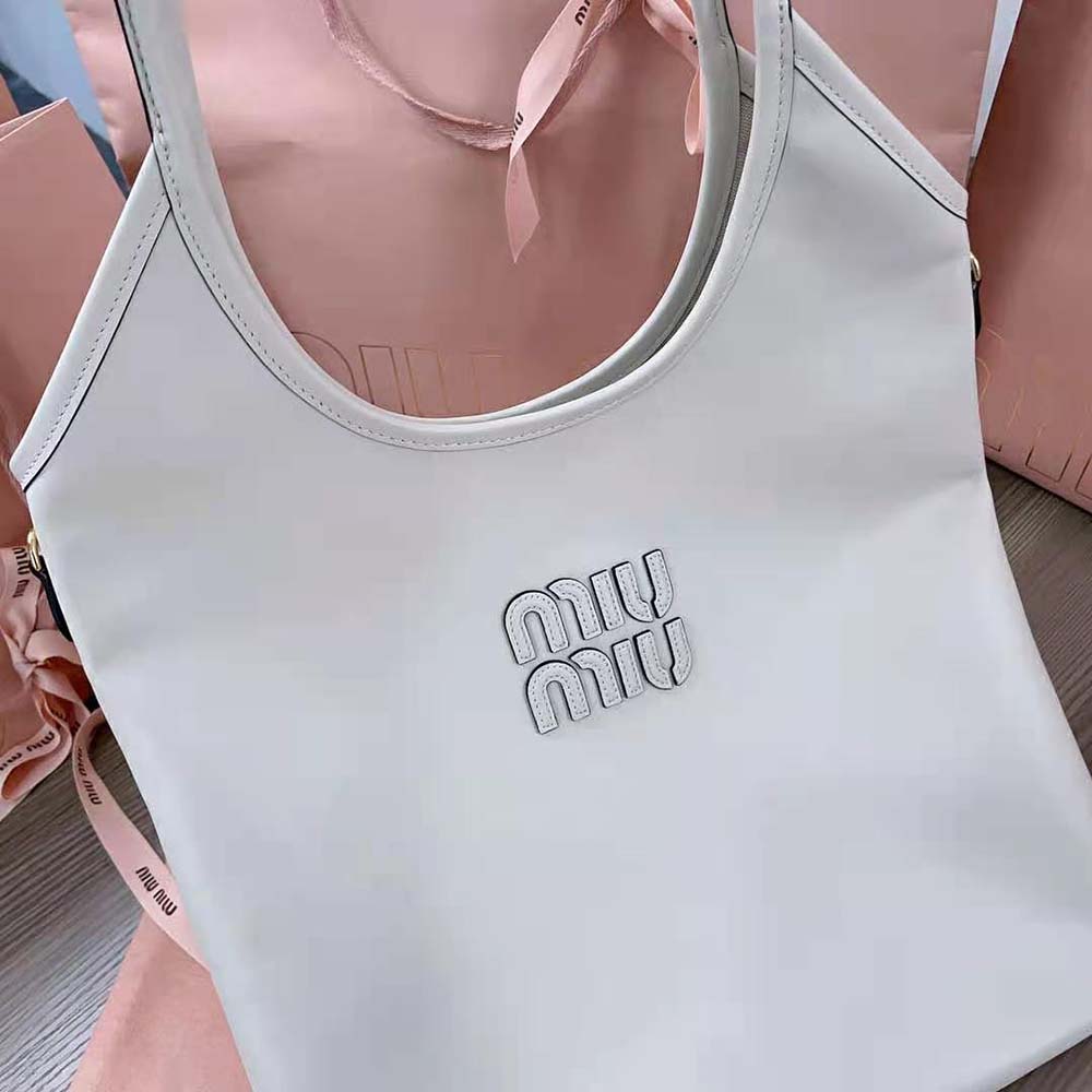 Miu Miu Women IVY Leather Bag with Leather Lettering Logo-White - image 7