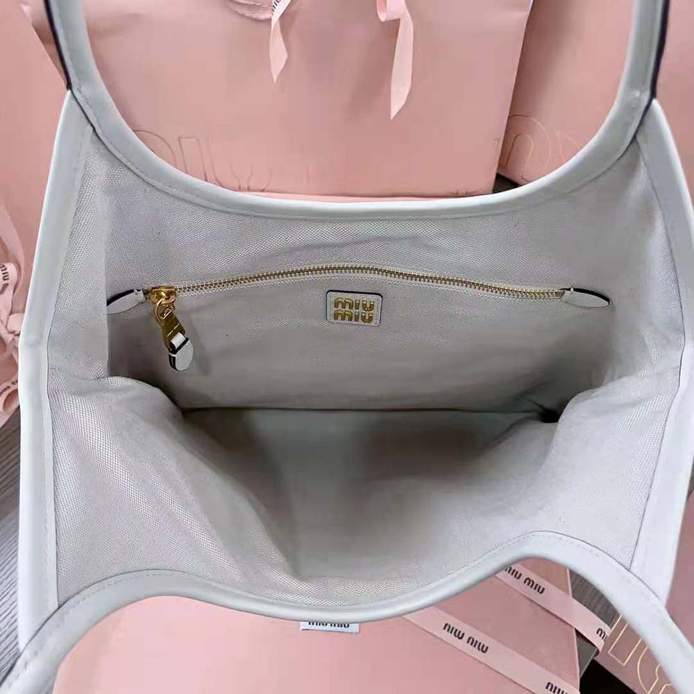 Miu Miu Women IVY Leather Bag with Leather Lettering Logo-White - image 10