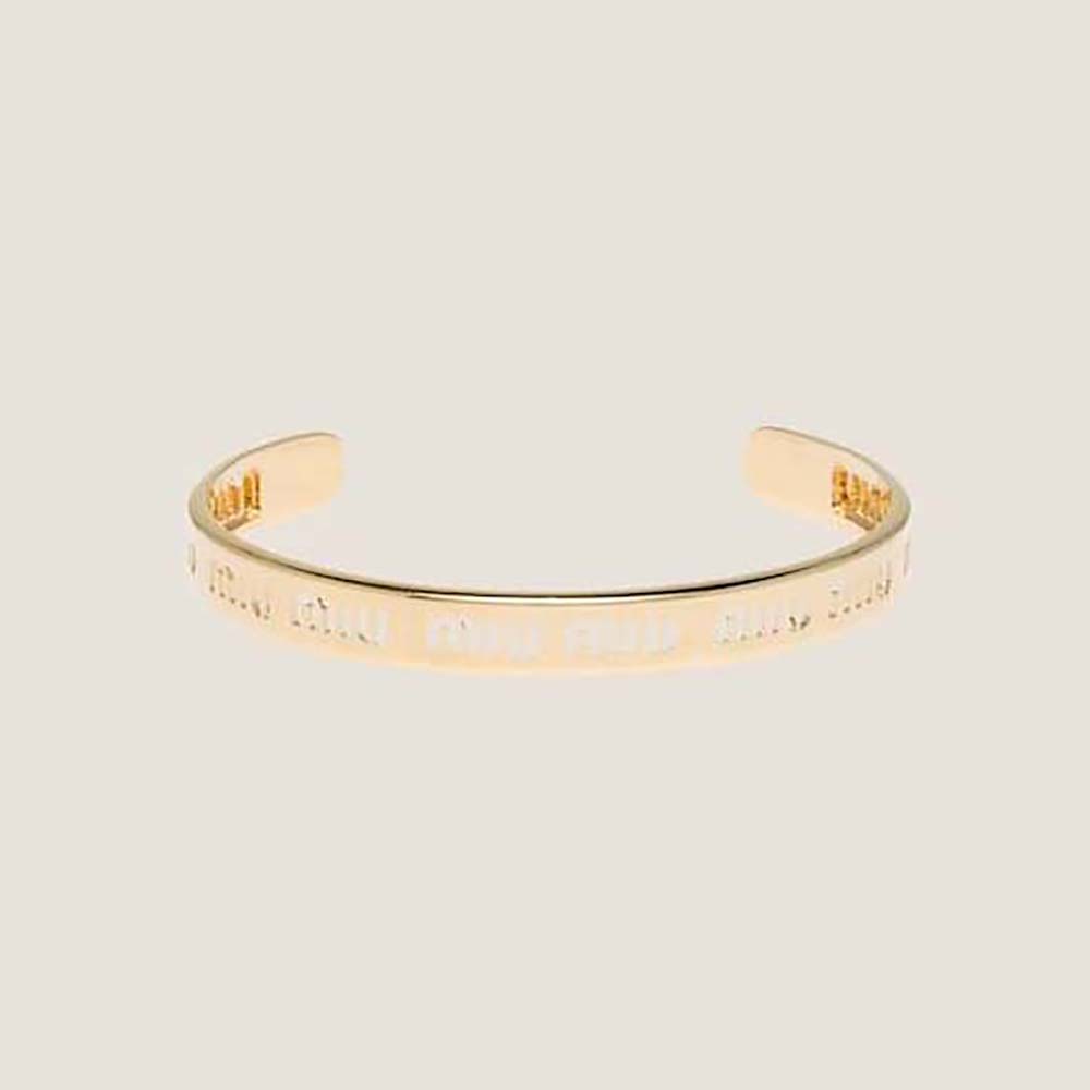 Close-up of Miu Miu Women Metal Bracelet gold clasp detail