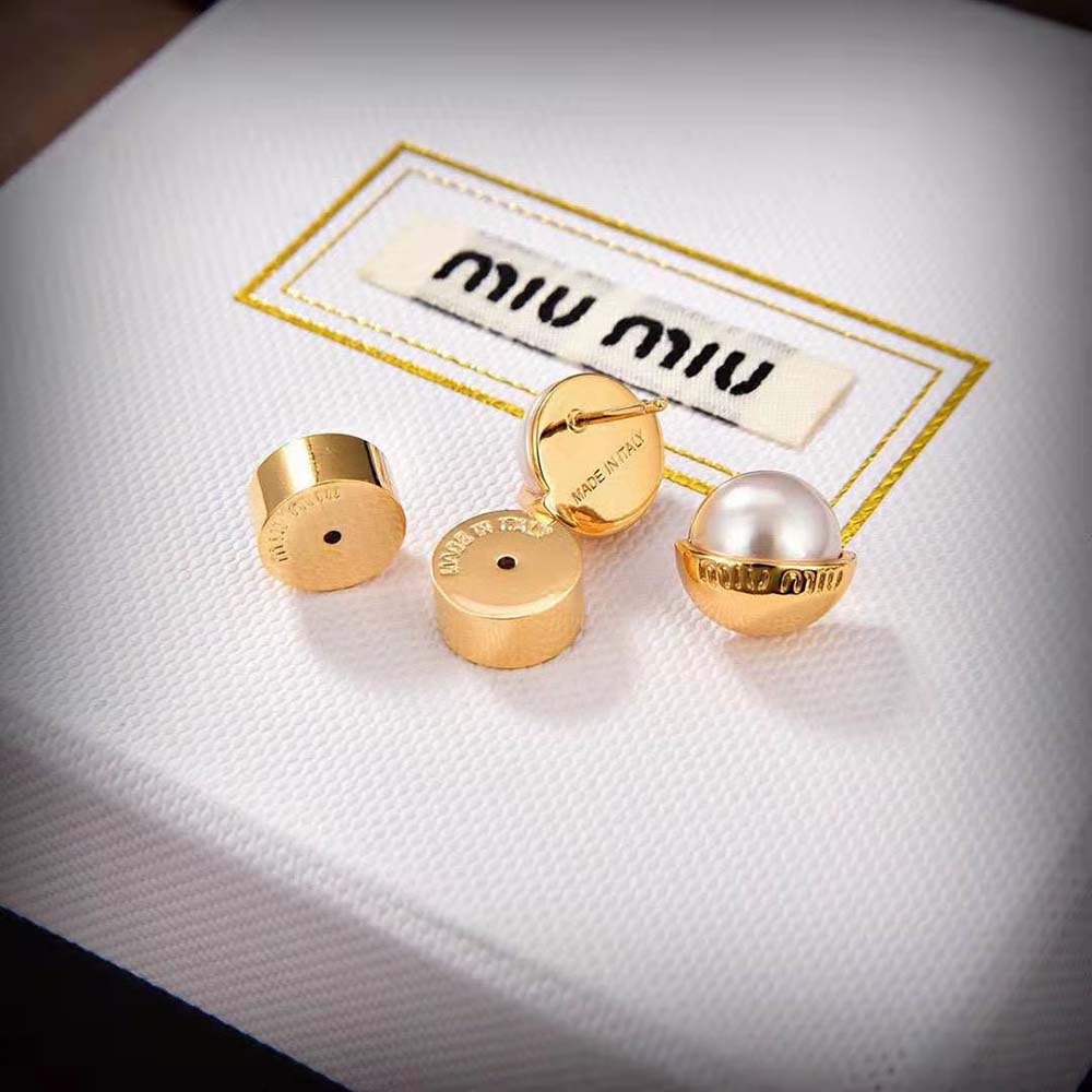 Miu Miu Women Metal and Pearl Earrings - image 5