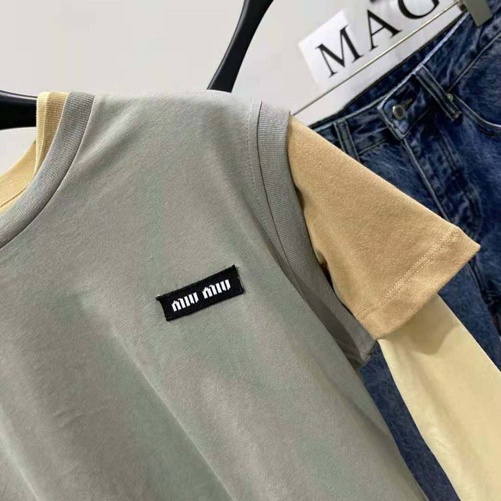 Miu Miu Women Set of 3 Jersey T-shirts with Logo Patch - image 4