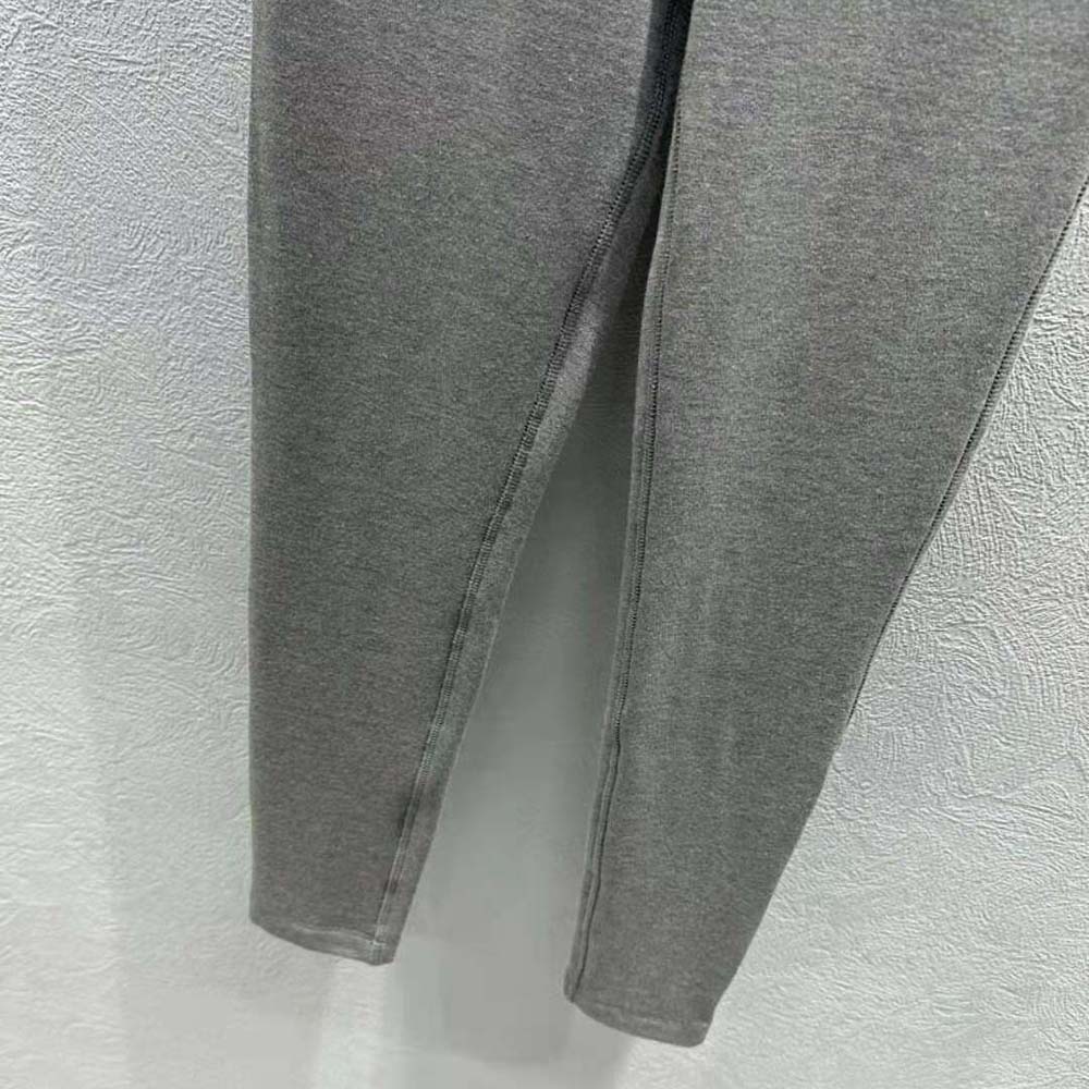 Miu Miu Women Silk Jersey Pants with Logo Patch-Gray - image 7