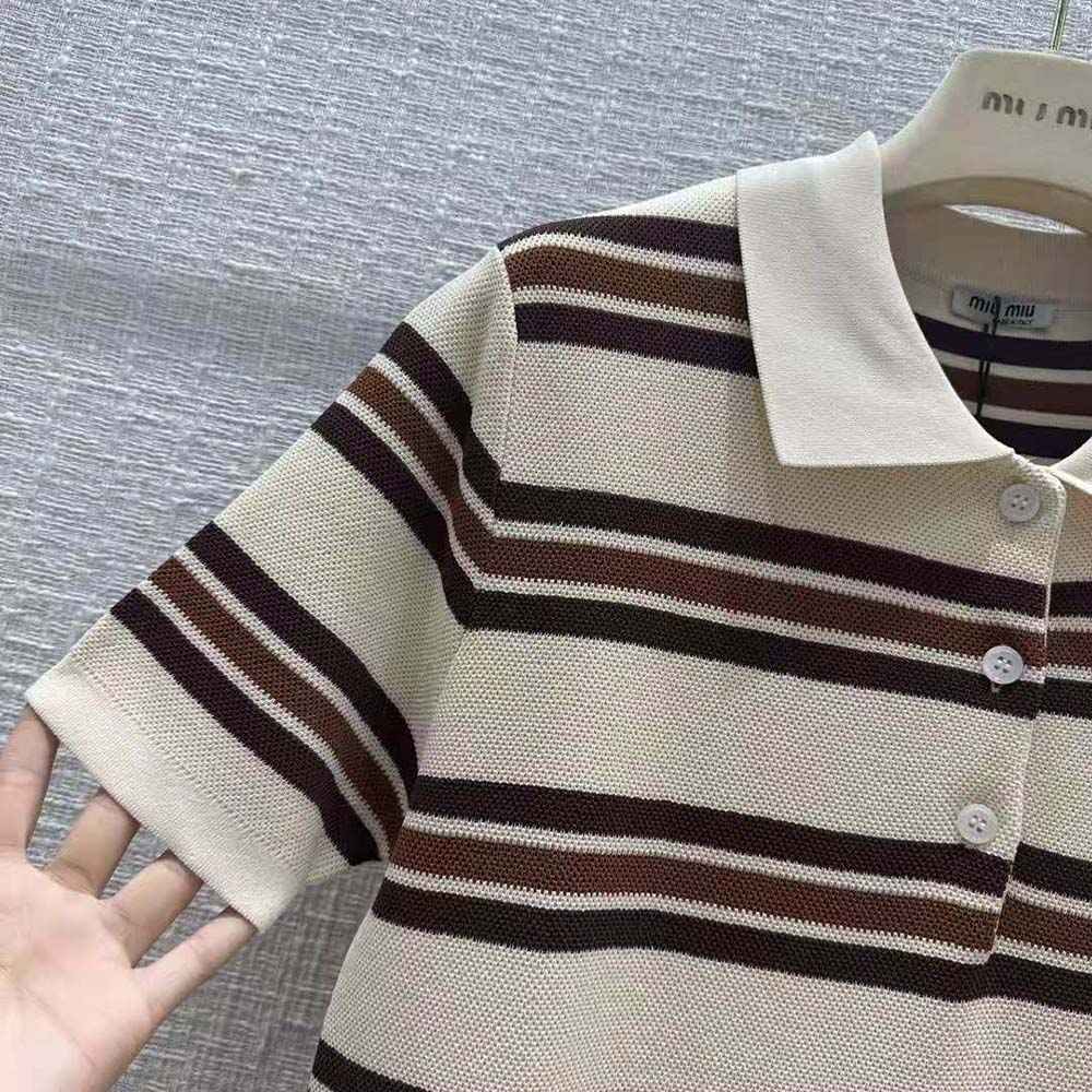Miu Miu Women Silk and Cotton Polo Dress with Logo Patch - image 7