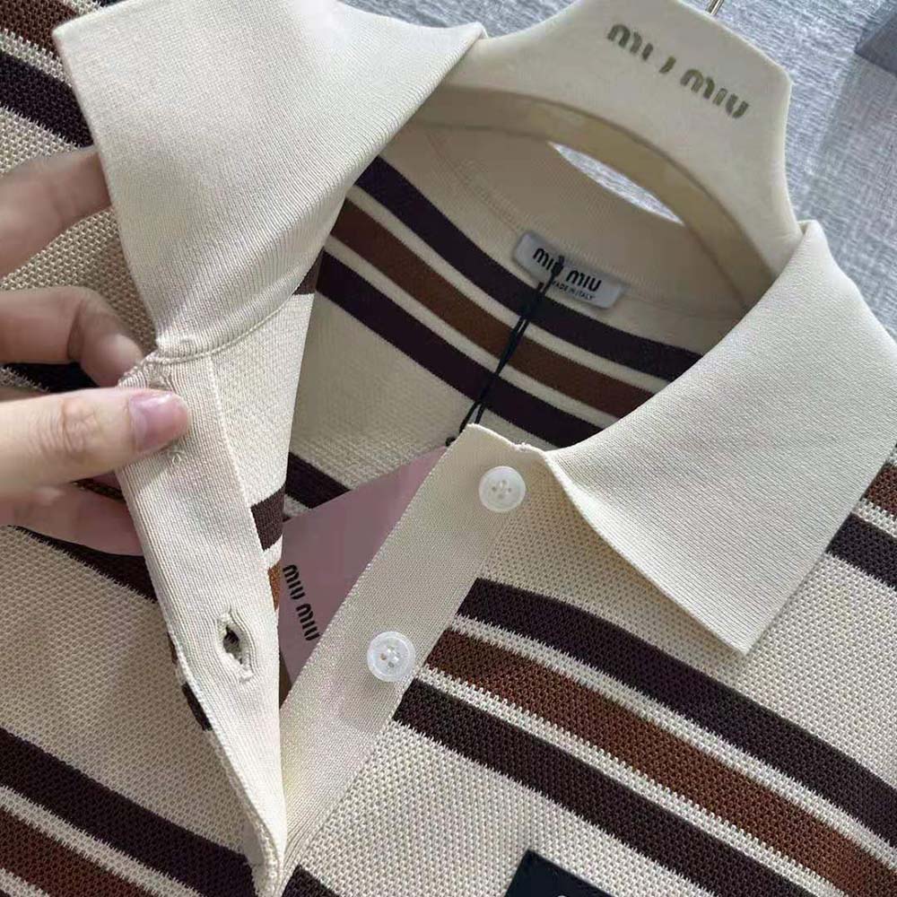 Miu Miu Women Silk and Cotton Polo Dress with Logo Patch - image 6