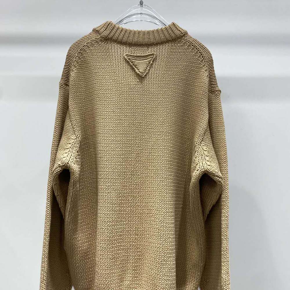 Prada Women Camel Hair Cardigan with Knit Triangle Logo - image 7