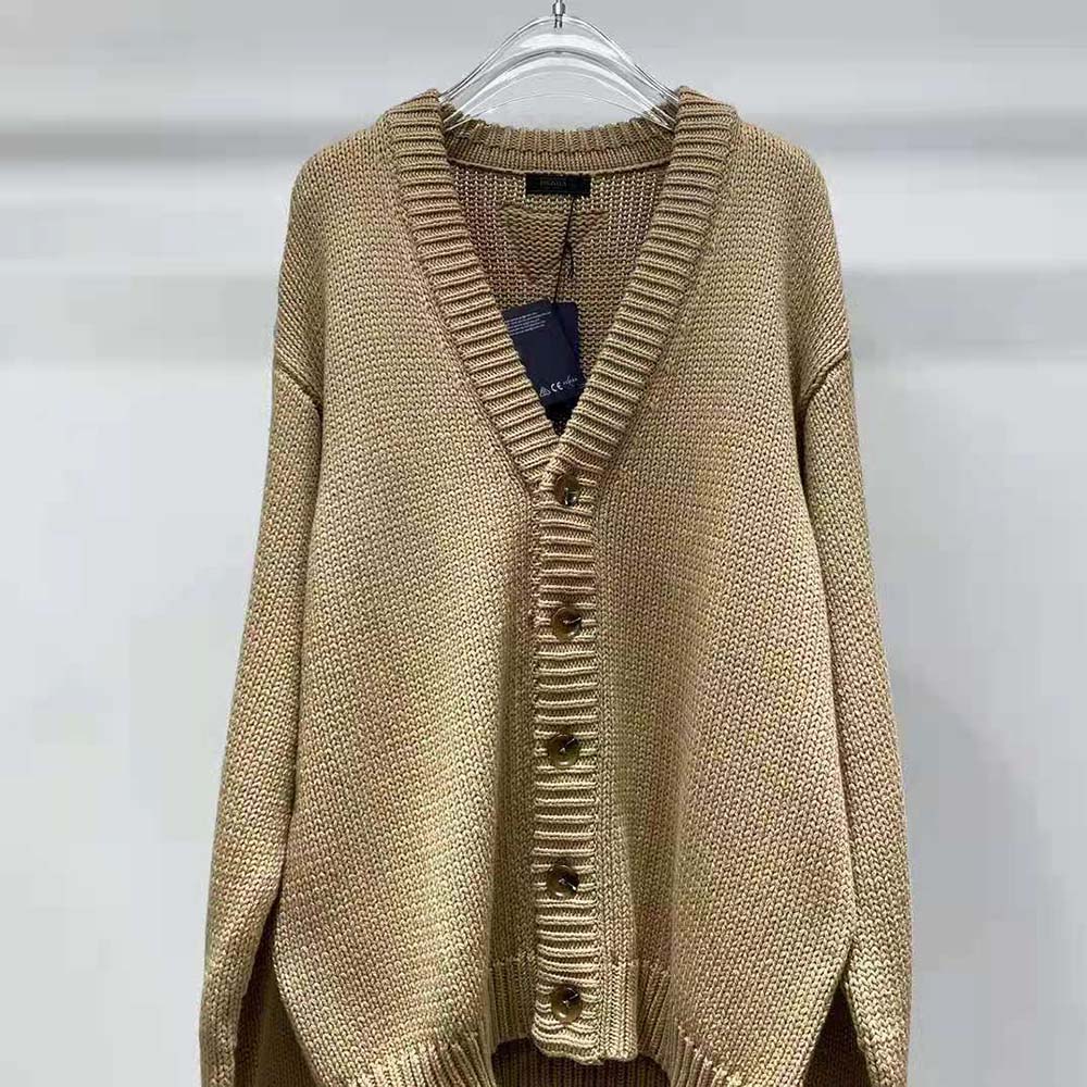 Prada Women Camel Hair Cardigan with Knit Triangle Logo - image 4