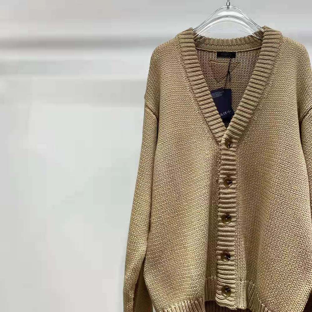Prada Women Camel Hair Cardigan with Knit Triangle Logo - image 5