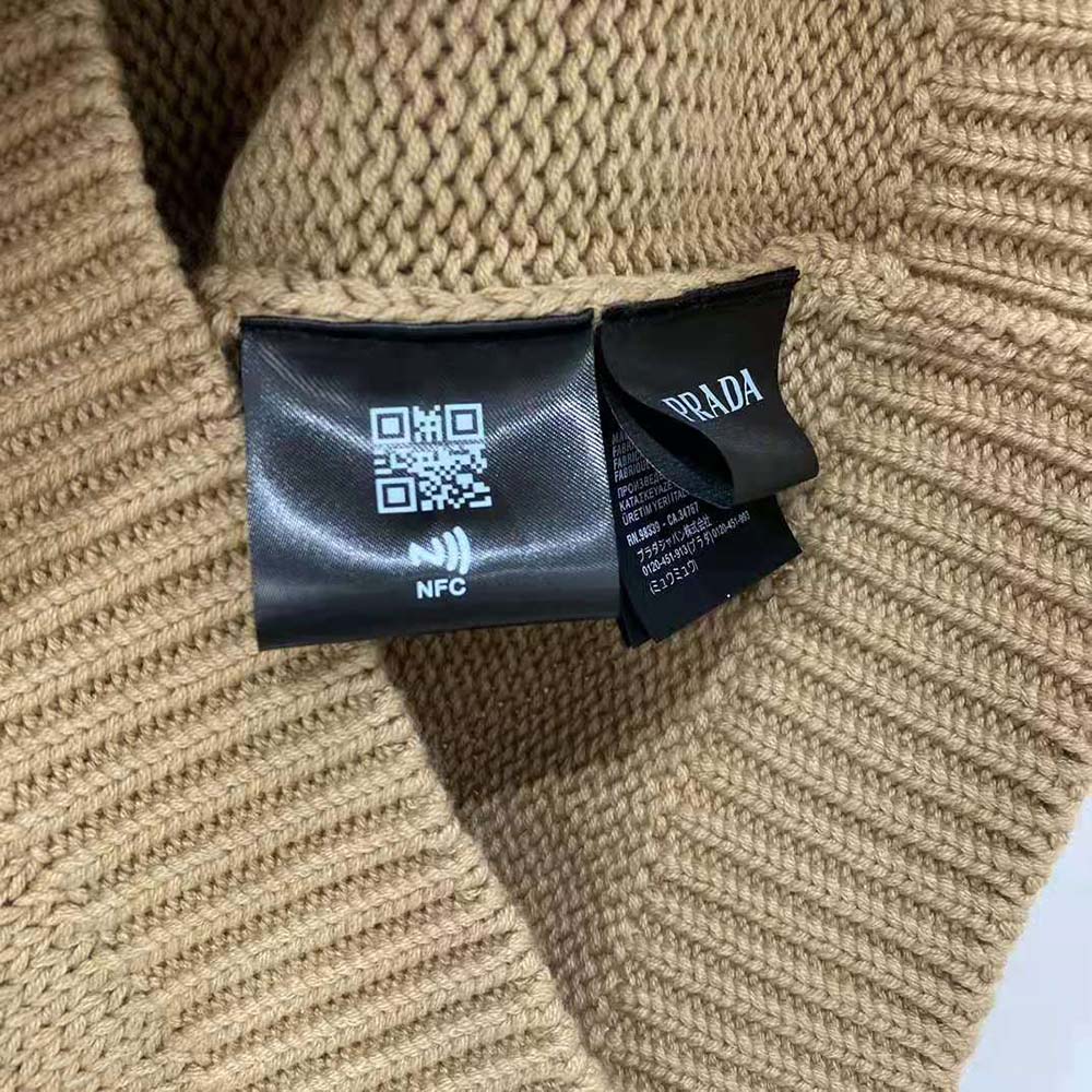 Prada Women Camel Hair Cardigan with Knit Triangle Logo - image 10