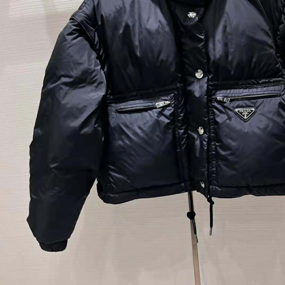 Prada Women Cropped Re-Nylon Down Jacket-Black - image 8