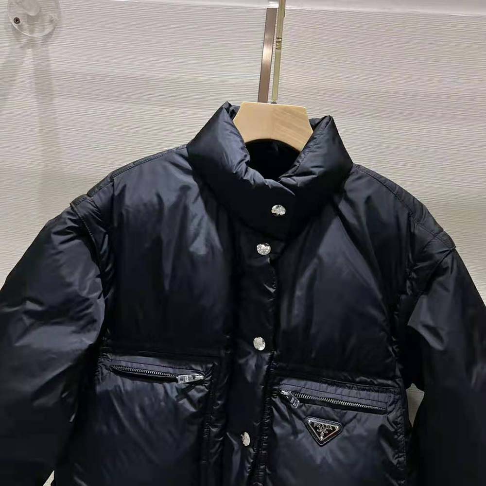 Prada Women Cropped Re-Nylon Down Jacket-Black - image 6