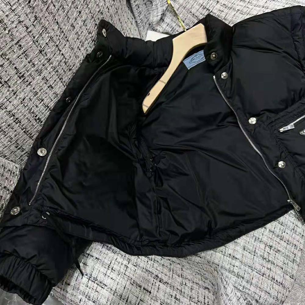 Prada Women Cropped Re-Nylon Down Jacket-Black - image 9