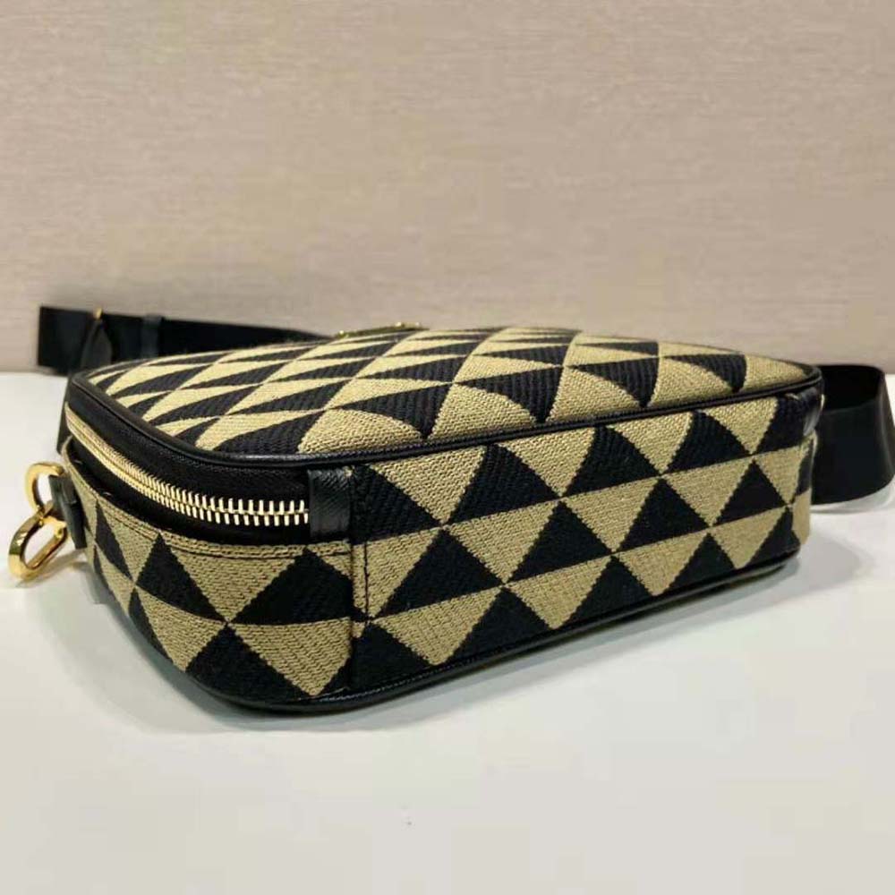 Prada Men Symbole Embroidered Fabric Bag-Beige/Black - image 6
