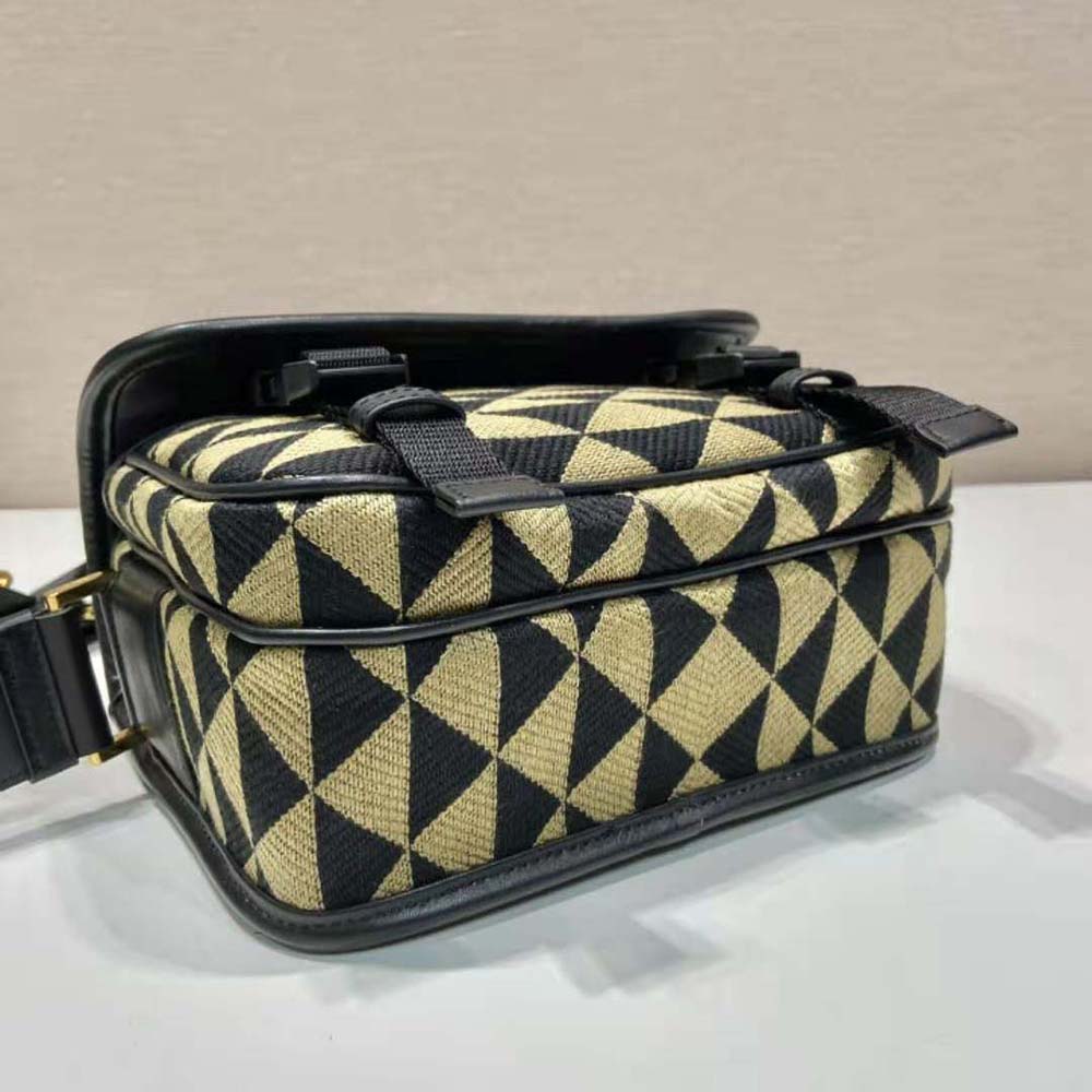 Prada Men Symbole Embroidered Fabric Bag-Black/Beige - image 6