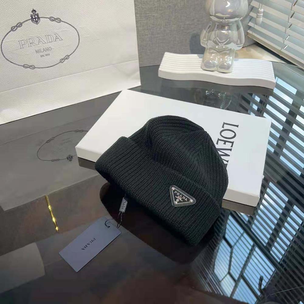 Prada Unisex Wool and Cashmere Beanie-Black - image 5