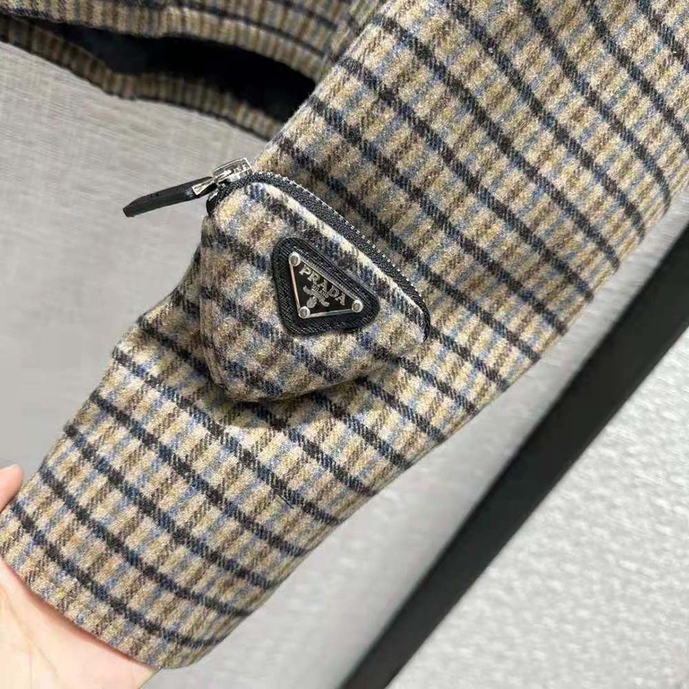 Prada Women Cashgora Check Top with Triangle logo - image 8