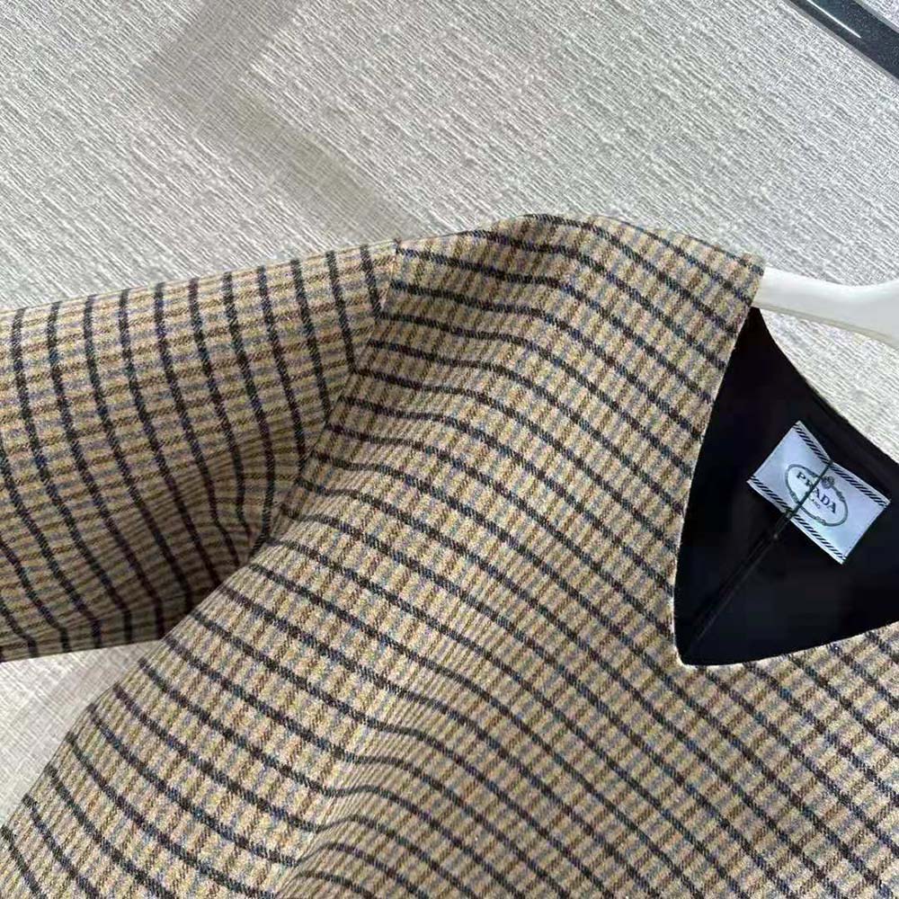 Prada Women Cashgora Check Top with Triangle logo - image 6