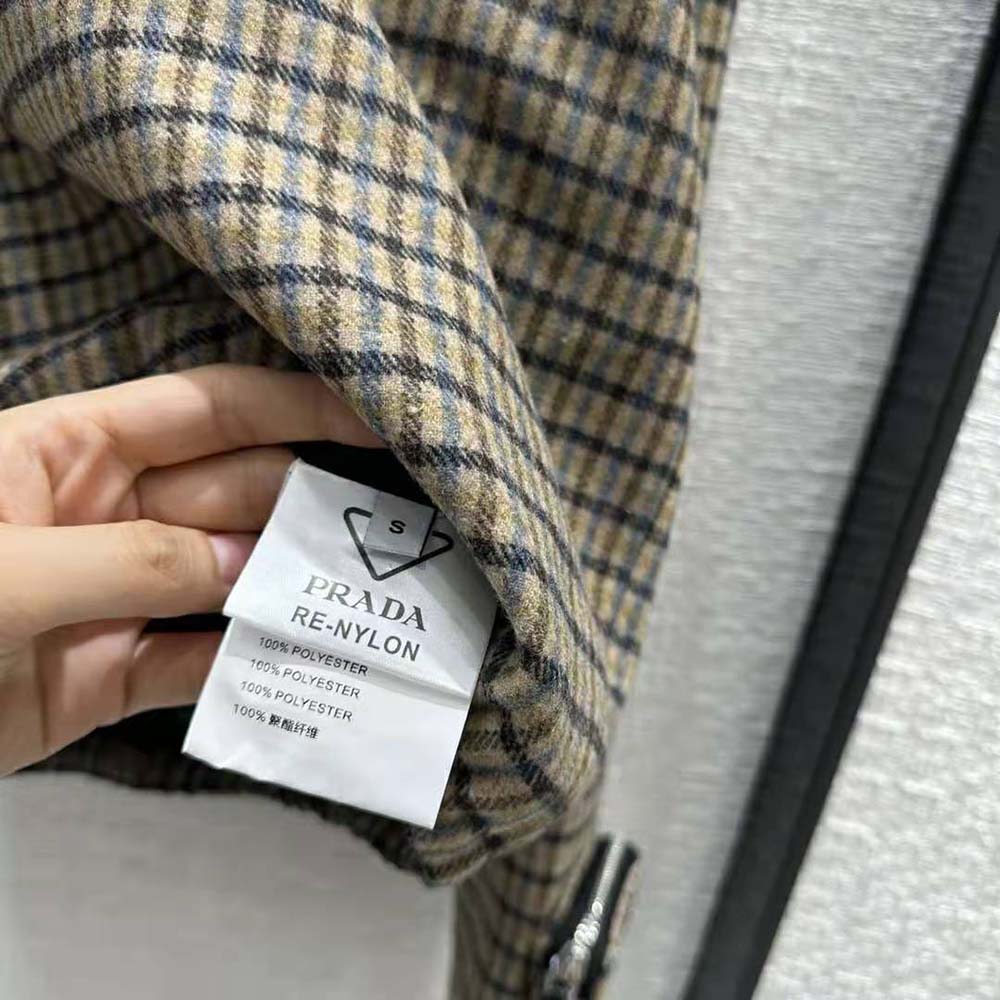 Prada Women Cashgora Check Top with Triangle logo - image 10