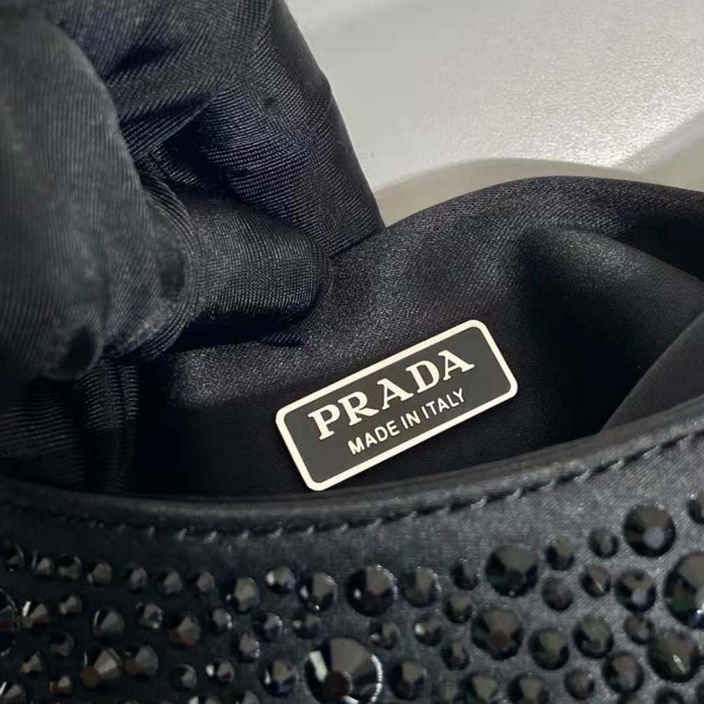 Prada Women Cleo Satin Bag with Crystals-Black - image 10