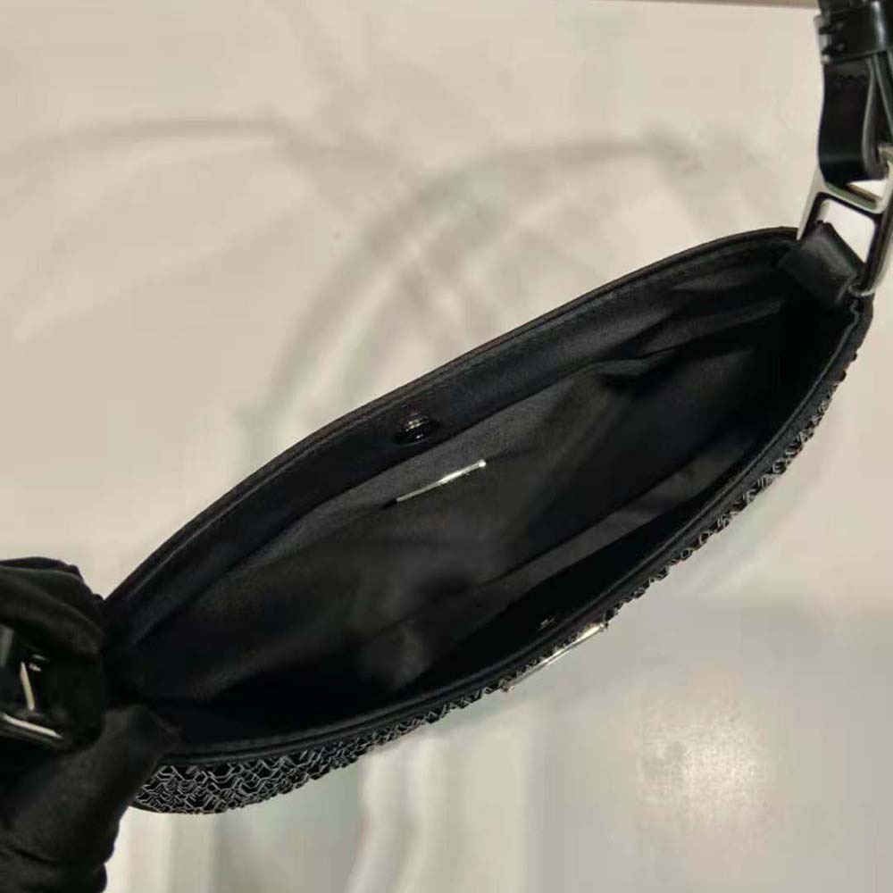 Prada Women Cleo Satin Bag with Crystals-Black - image 8