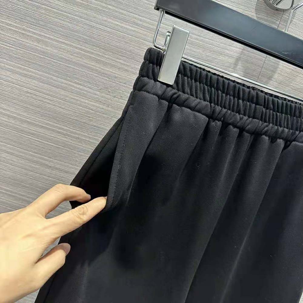 Prada Women Cotton Fleece Joggers with Feather Trim-Black - image 6