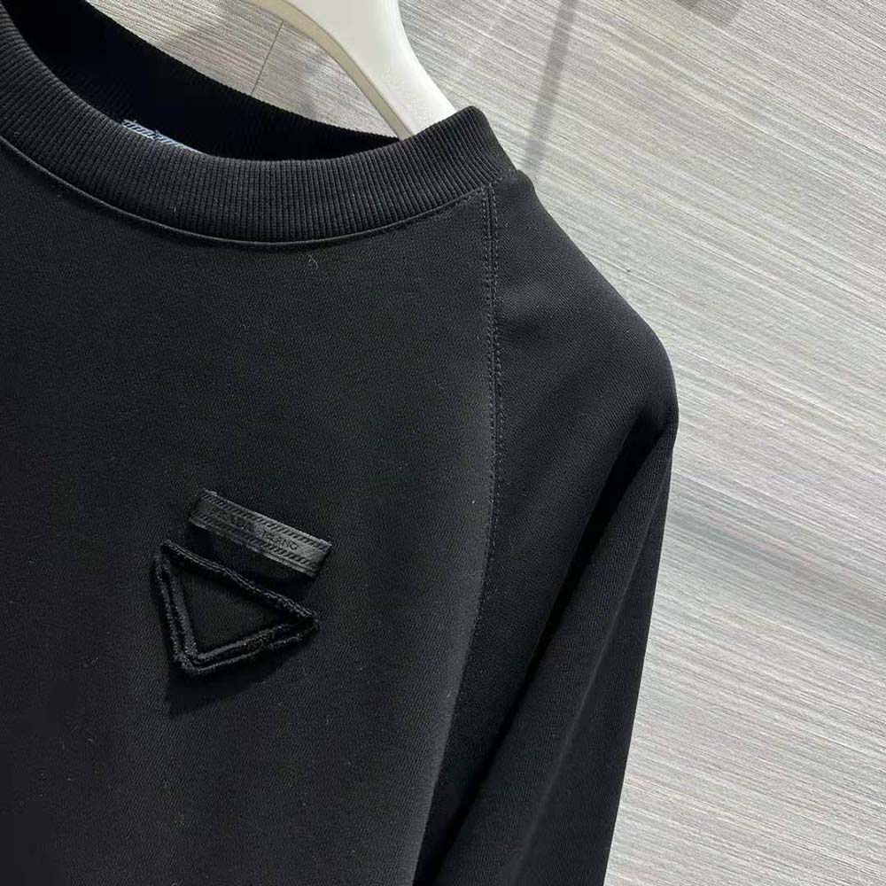 Prada Women Crew-neck Sweatshirt with Feather Trim-Black - image 6