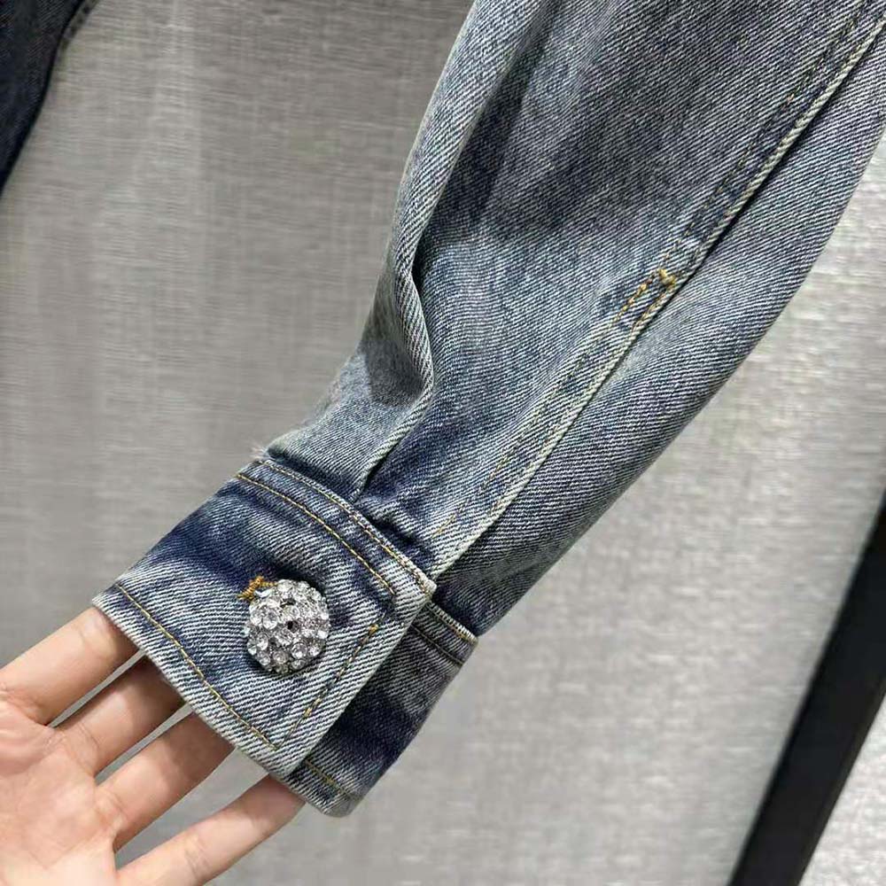Prada Women Denim Blouson Jacket with Triangle Logo - image 6