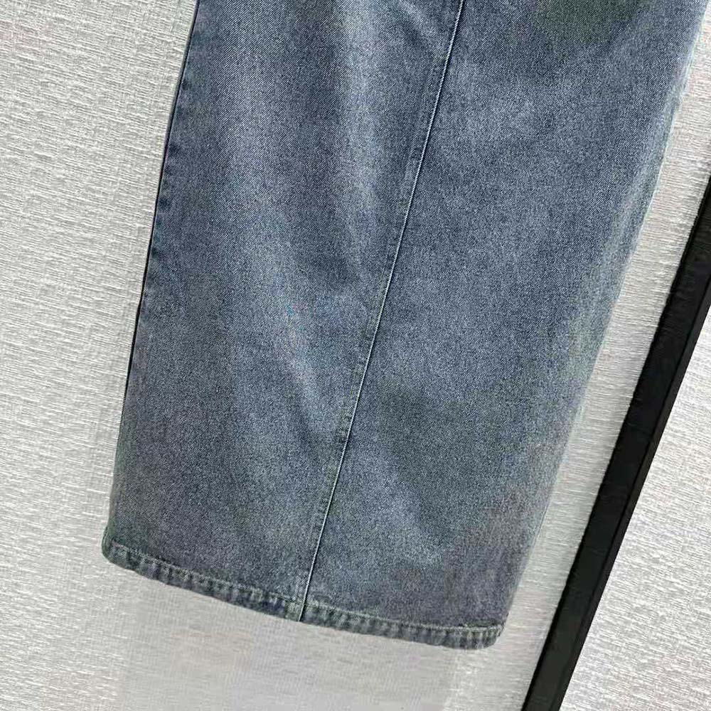 Prada Women Denim Maxi-skirt with Triangle Logo - image 9