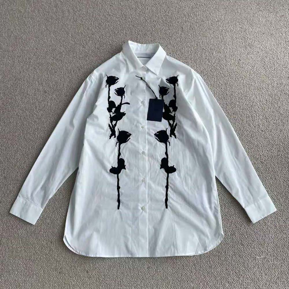 Prada Women Embroidered Poplin Shirt - image 4