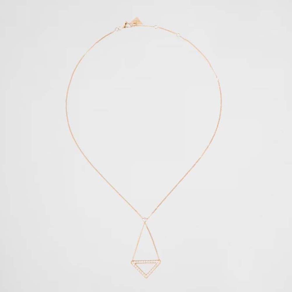 Close-up of Prada Women Eternal Gold Cut-out Pendant Necklace front view
