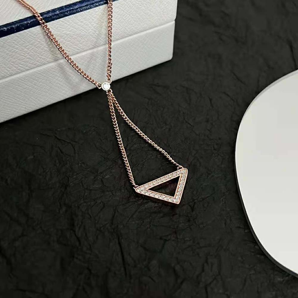 Prada Women Eternal Gold Cut-out Pendant Necklace in Yellow Gold with Diamonds - image 4
