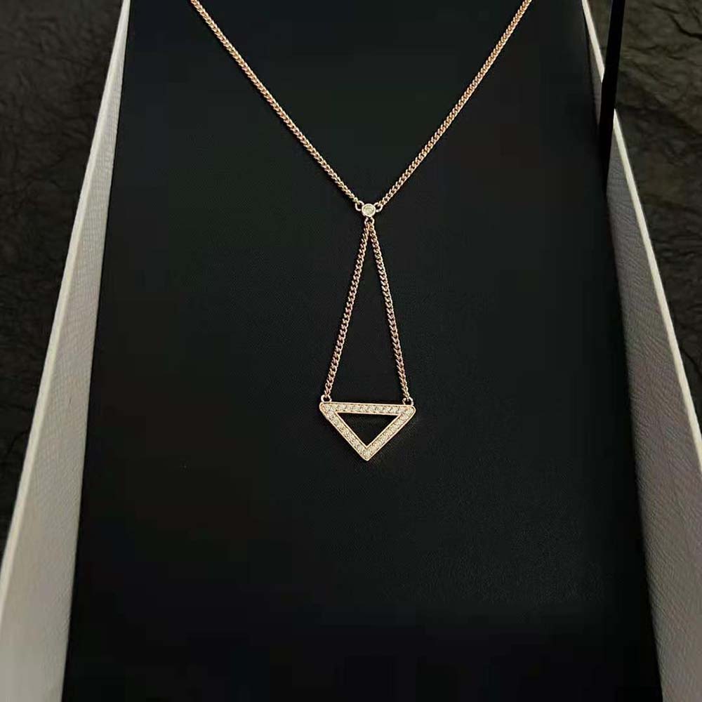 Prada Women Eternal Gold Cut-out Pendant Necklace in Yellow Gold with Diamonds - image 5