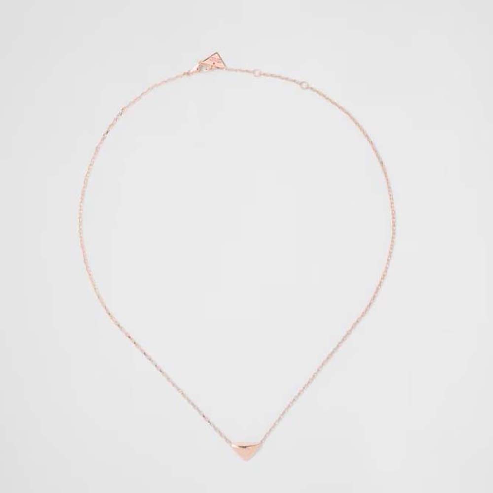 Front view of Prada Women Eternal Gold Necklace in pink gold