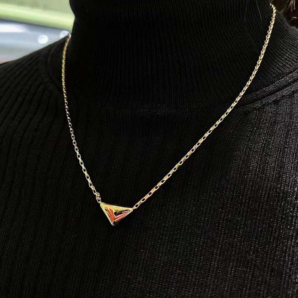 Close-up of nano triangle pendant on Prada Women Eternal Gold Necklace